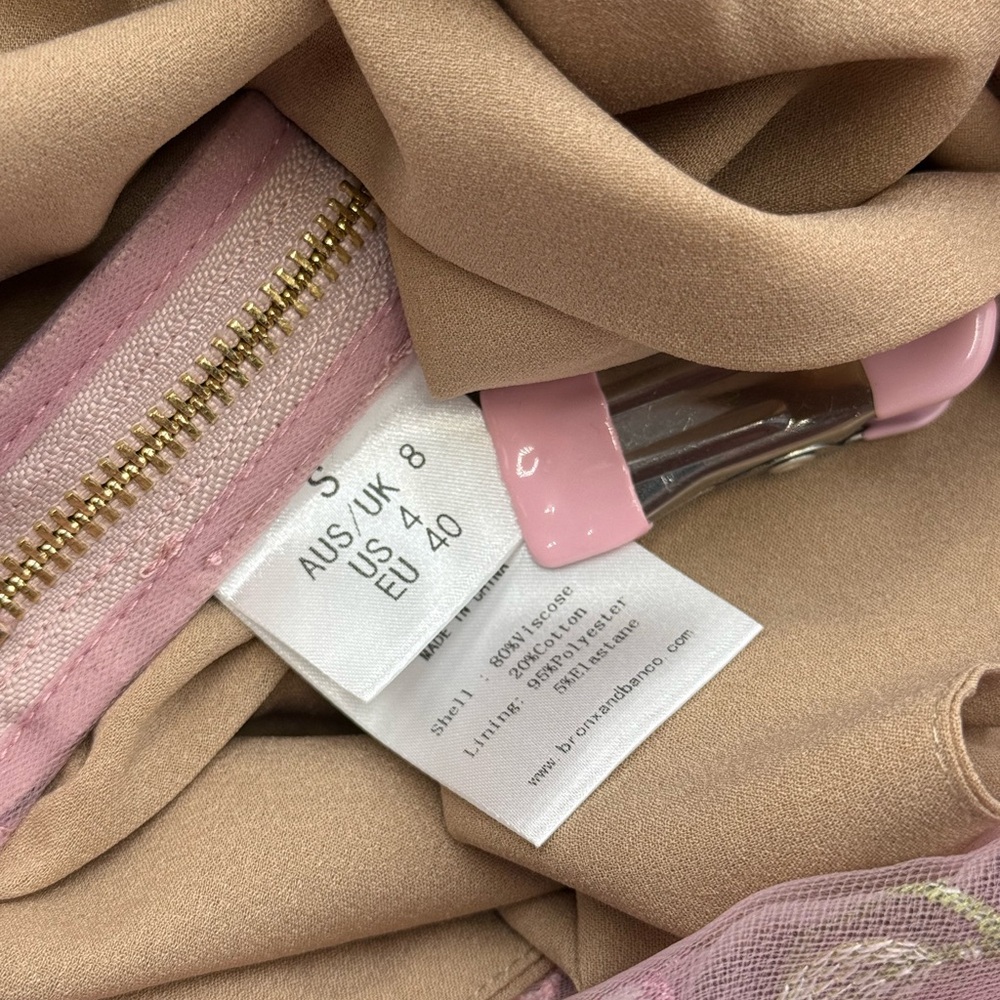 🆕 BRONX & BANCO 🧿 NWOT Jasmine Floral-Appliqued Gown, Pastel Pink Sz S US 4 - Picture 16 of 16